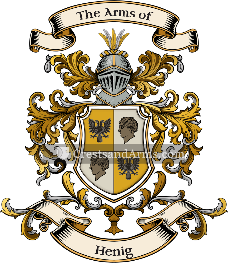 The Henig coat of arms, drawn from the recorded blazon