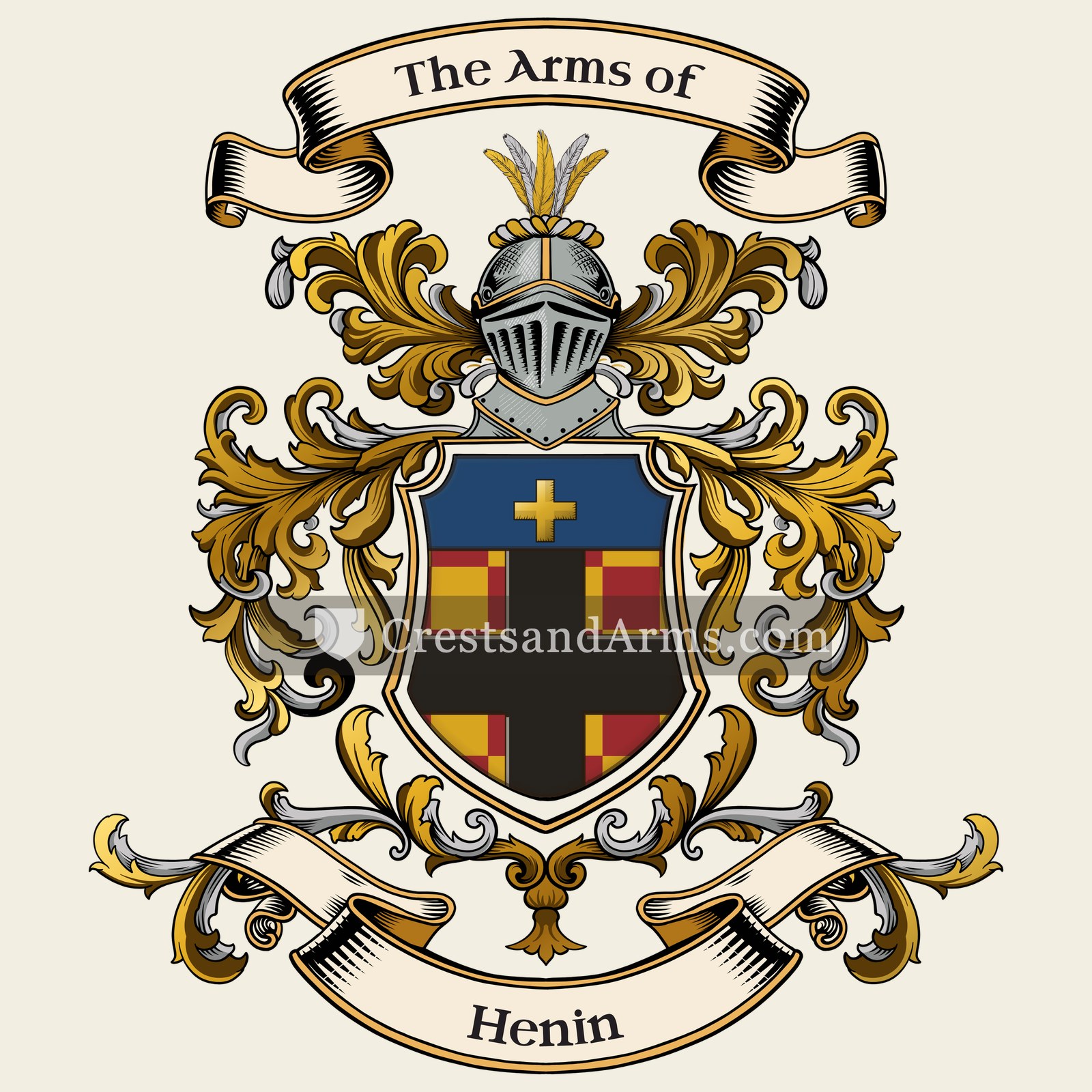 The Henin coat of arms, drawn from the recorded blazon
