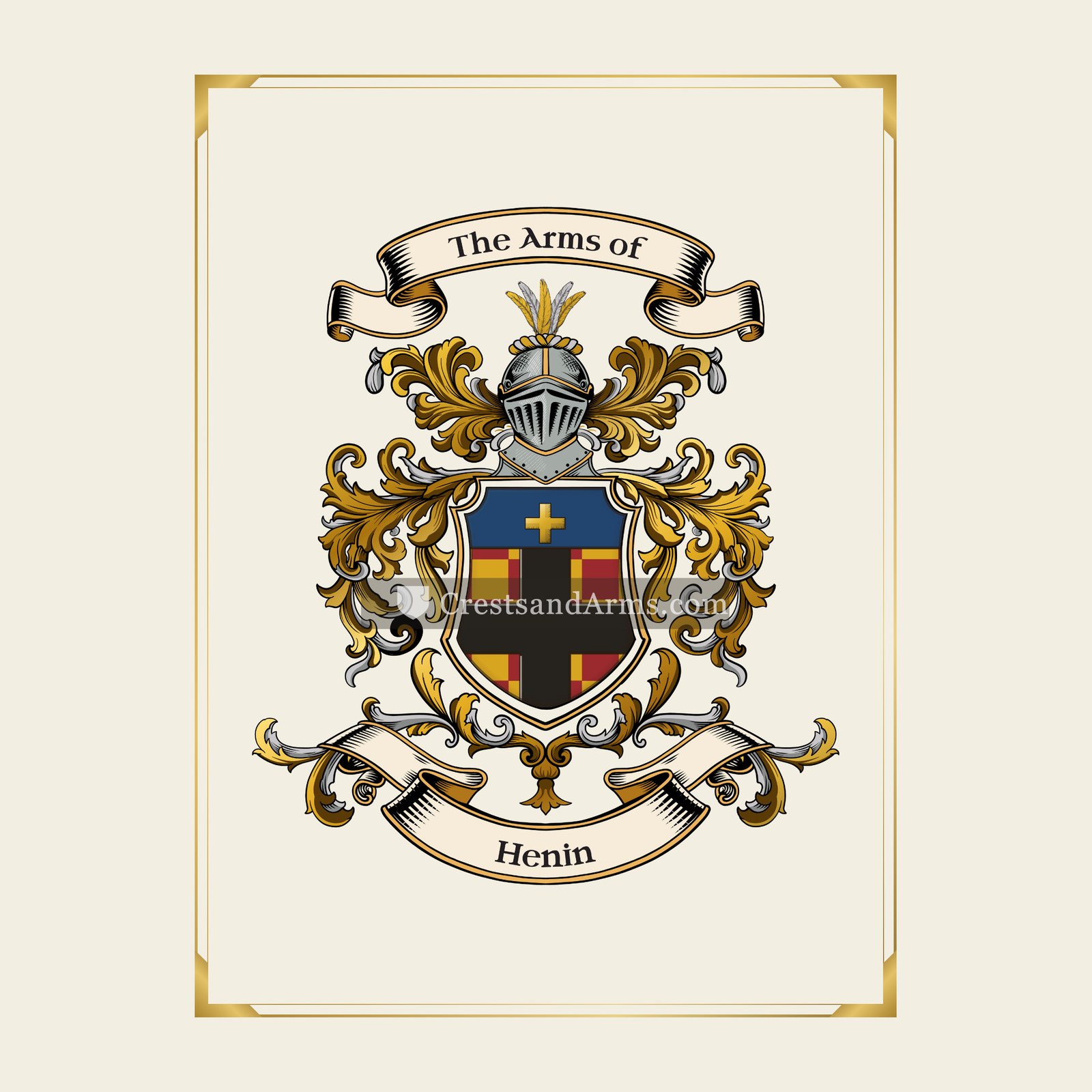 With gold border