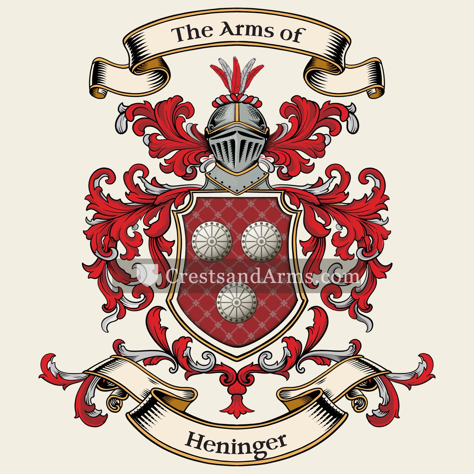 The Heninger coat of arms, drawn from the recorded blazon