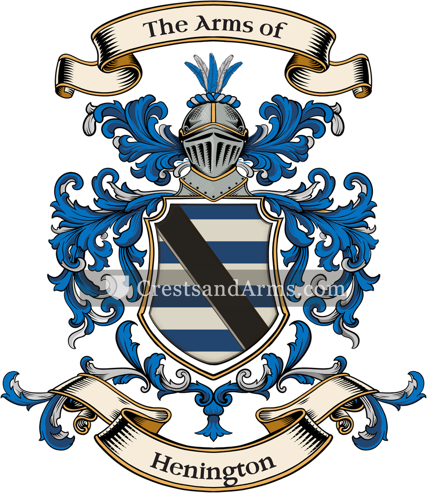 The Henington coat of arms, drawn from the recorded blazon