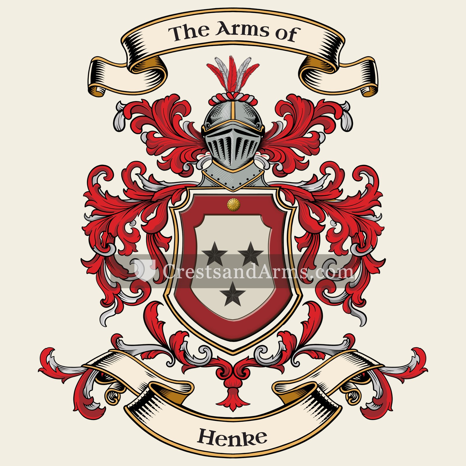 The Henke coat of arms, drawn from the recorded blazon