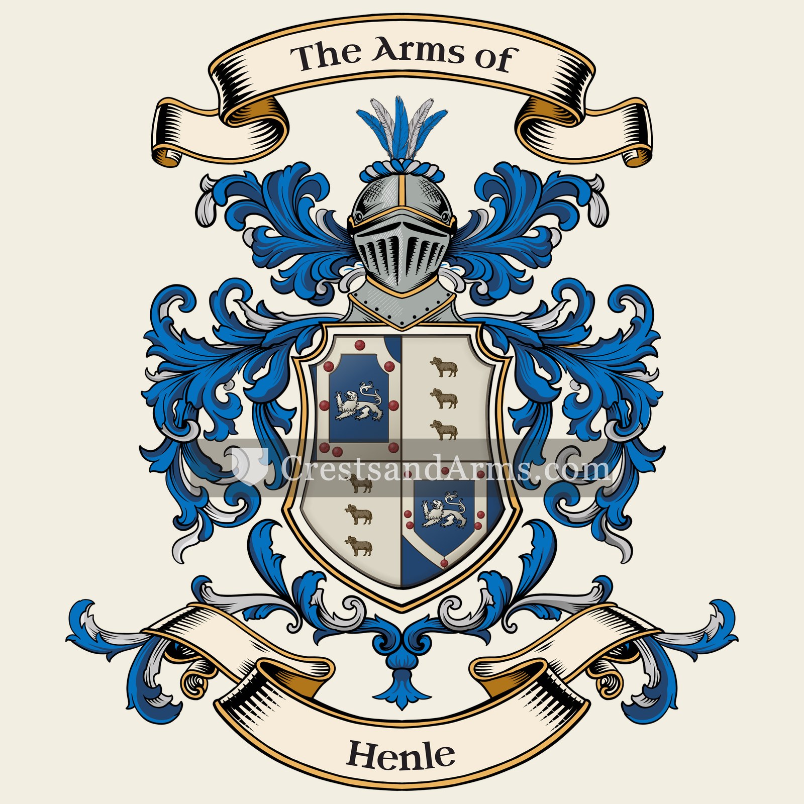 The Henle coat of arms, drawn from the recorded blazon