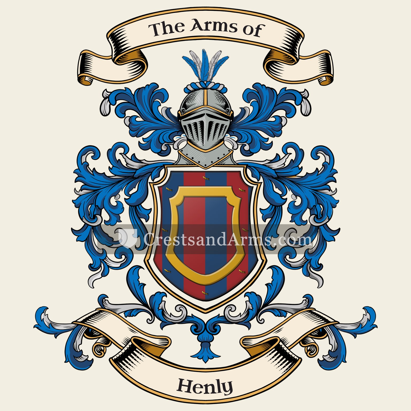 The Henly coat of arms, drawn from the recorded blazon