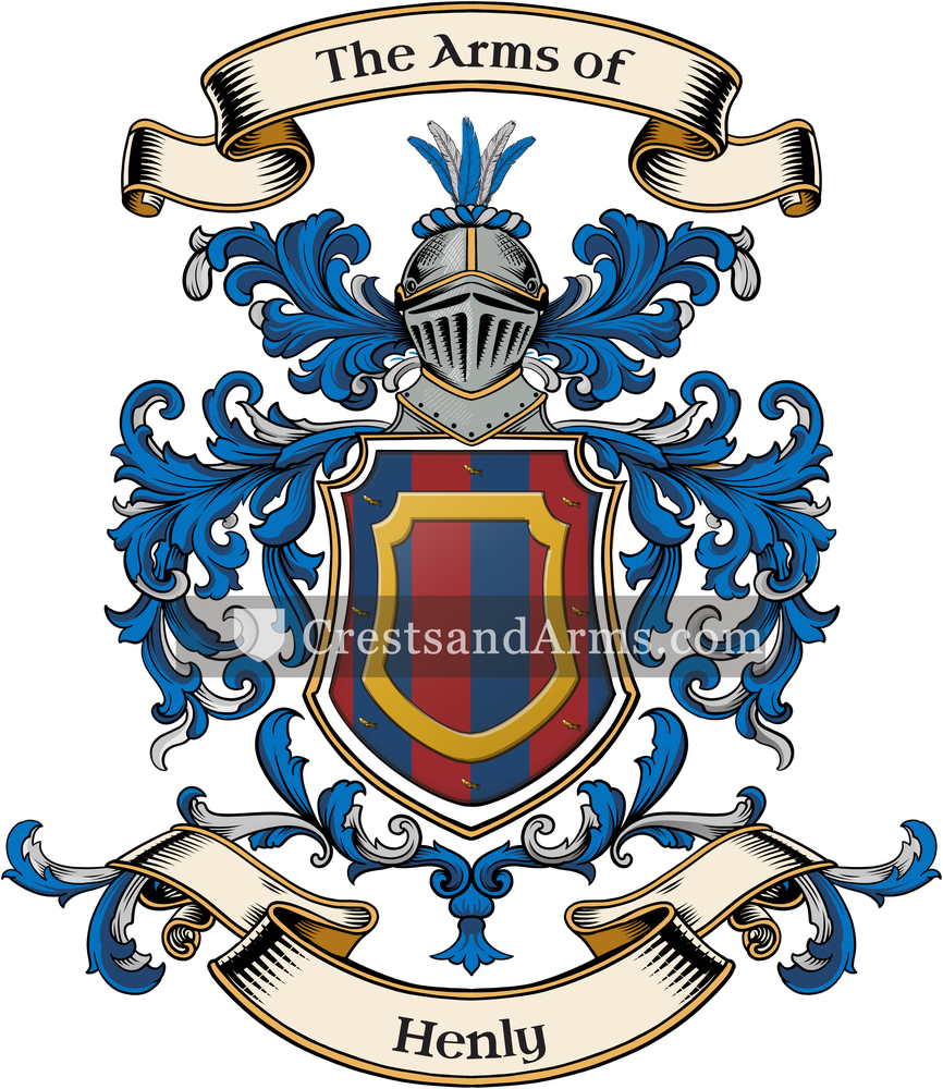 The Henly coat of arms, drawn from the recorded blazon