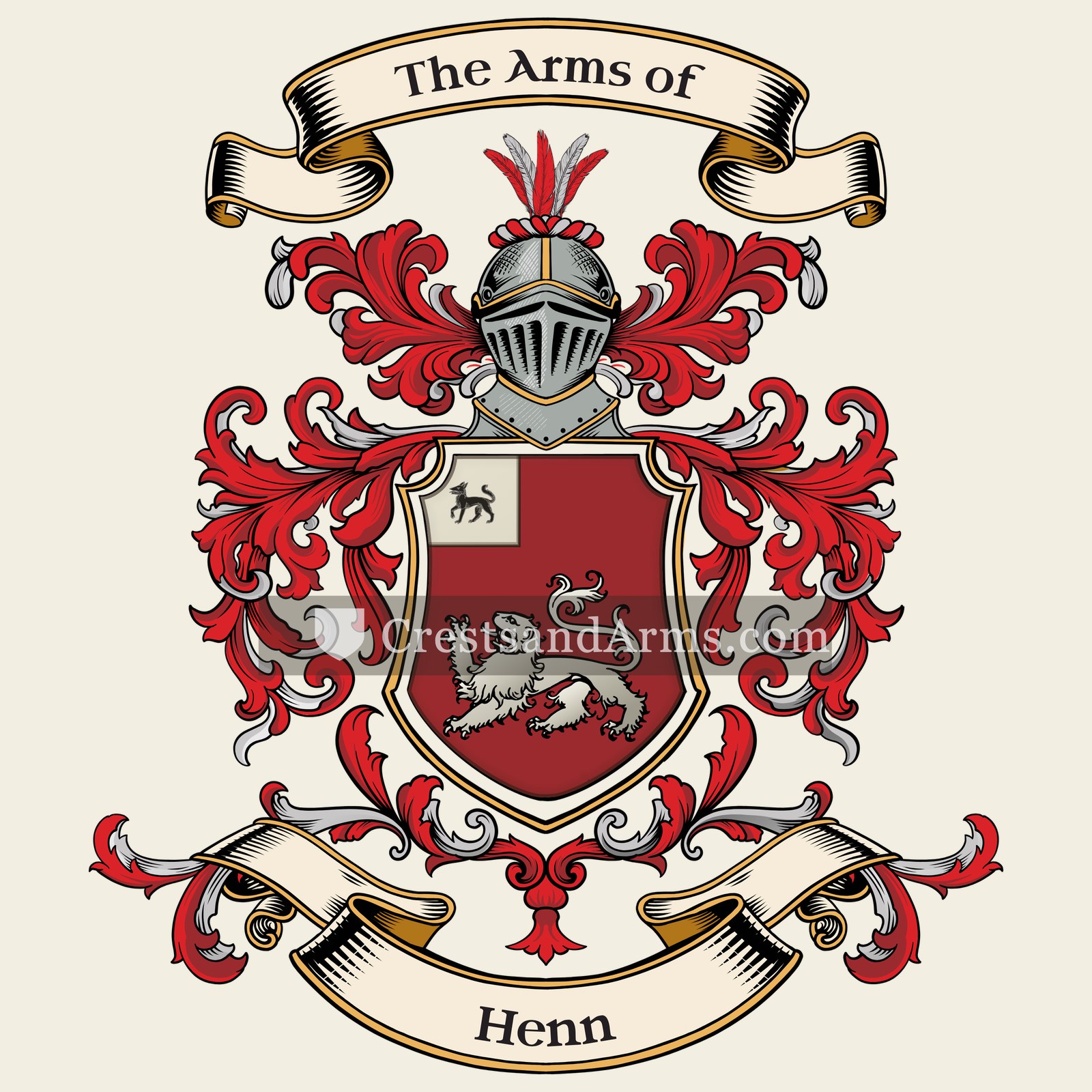 The Henn coat of arms, drawn from the recorded blazon