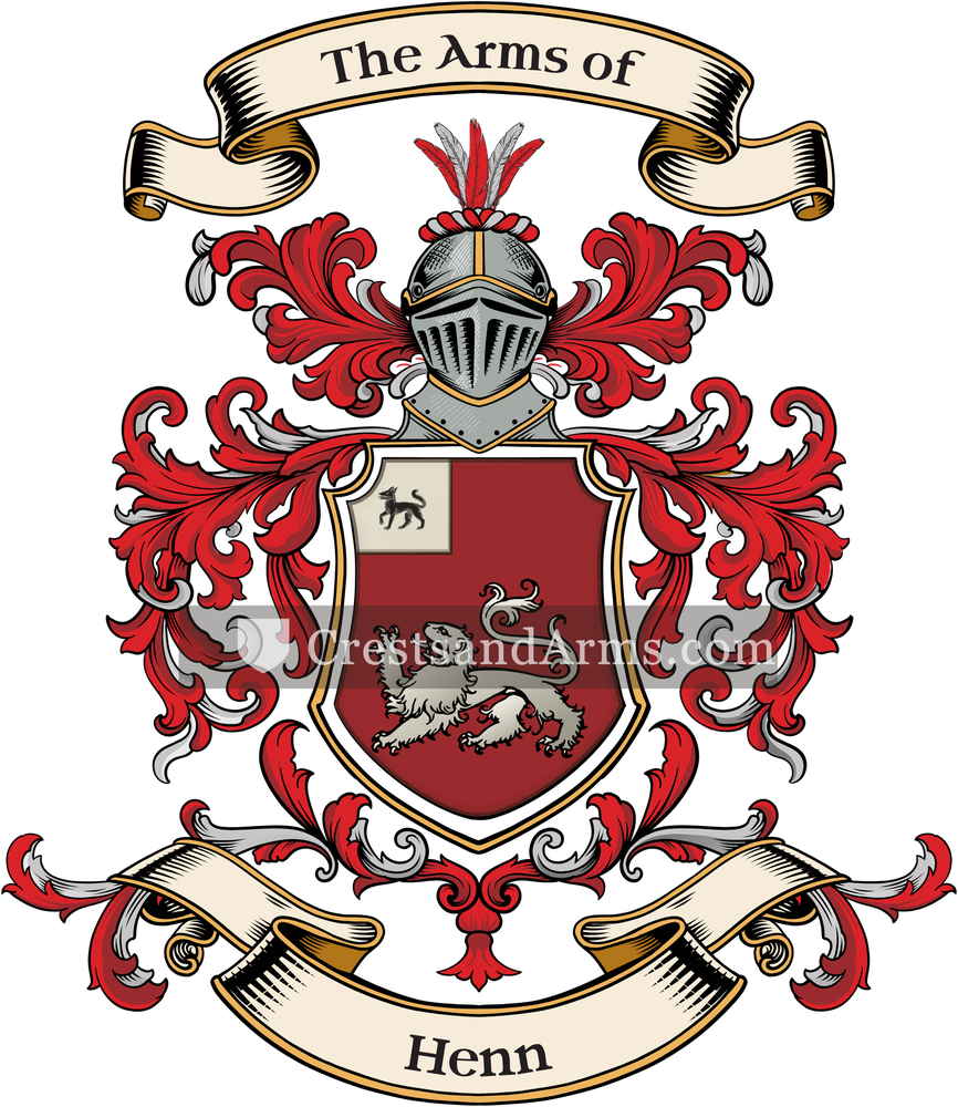 The Henn coat of arms, drawn from the recorded blazon