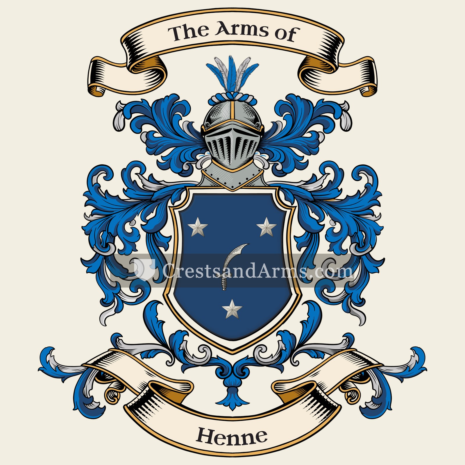 The Henne coat of arms, drawn from the recorded blazon