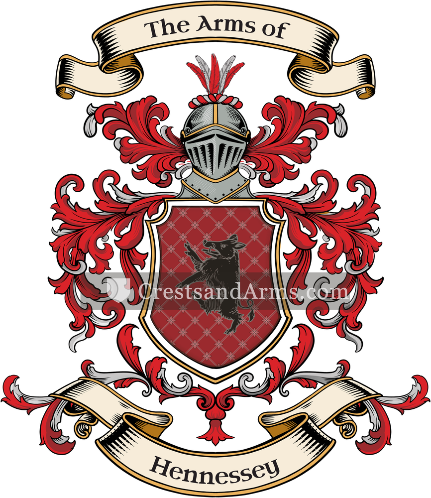 The Hennessey coat of arms, drawn from the recorded blazon