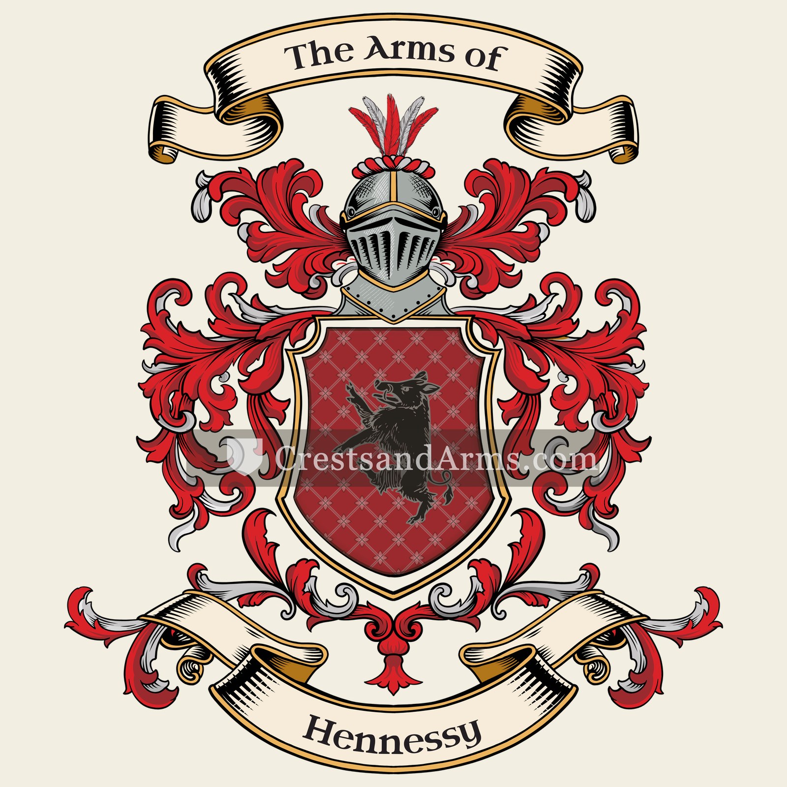 The Hennessy coat of arms, drawn from the recorded blazon