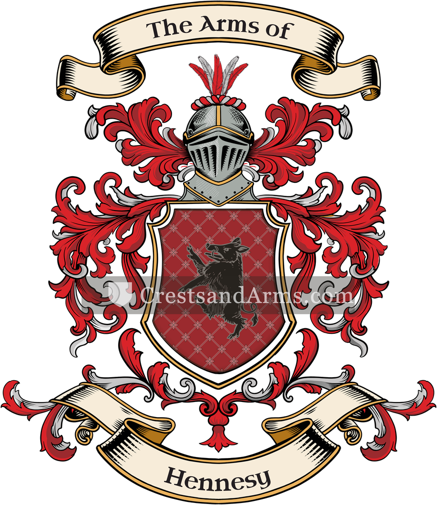 The Hennesy coat of arms, drawn from the recorded blazon