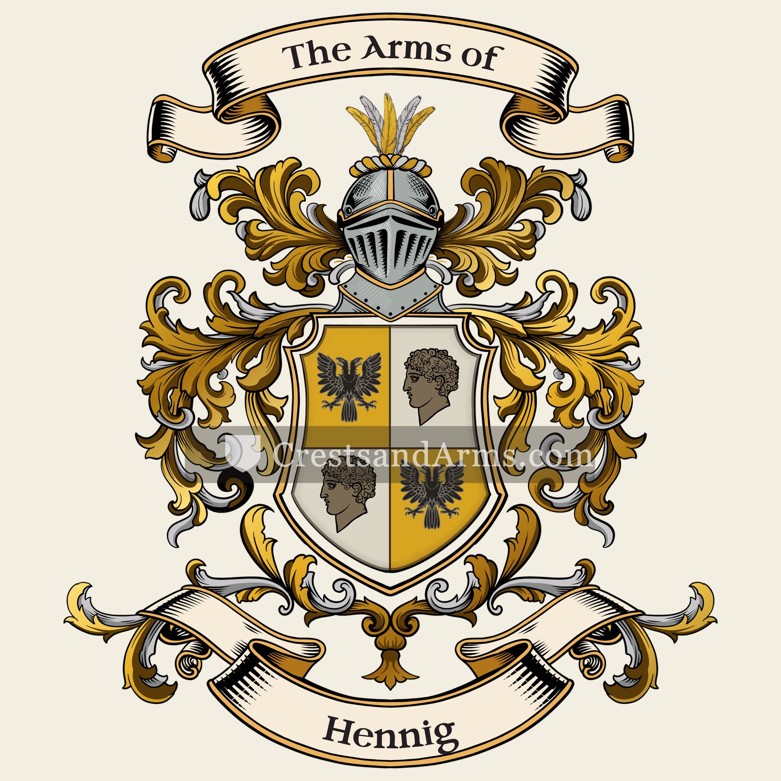 The Hennig coat of arms, drawn from the recorded blazon