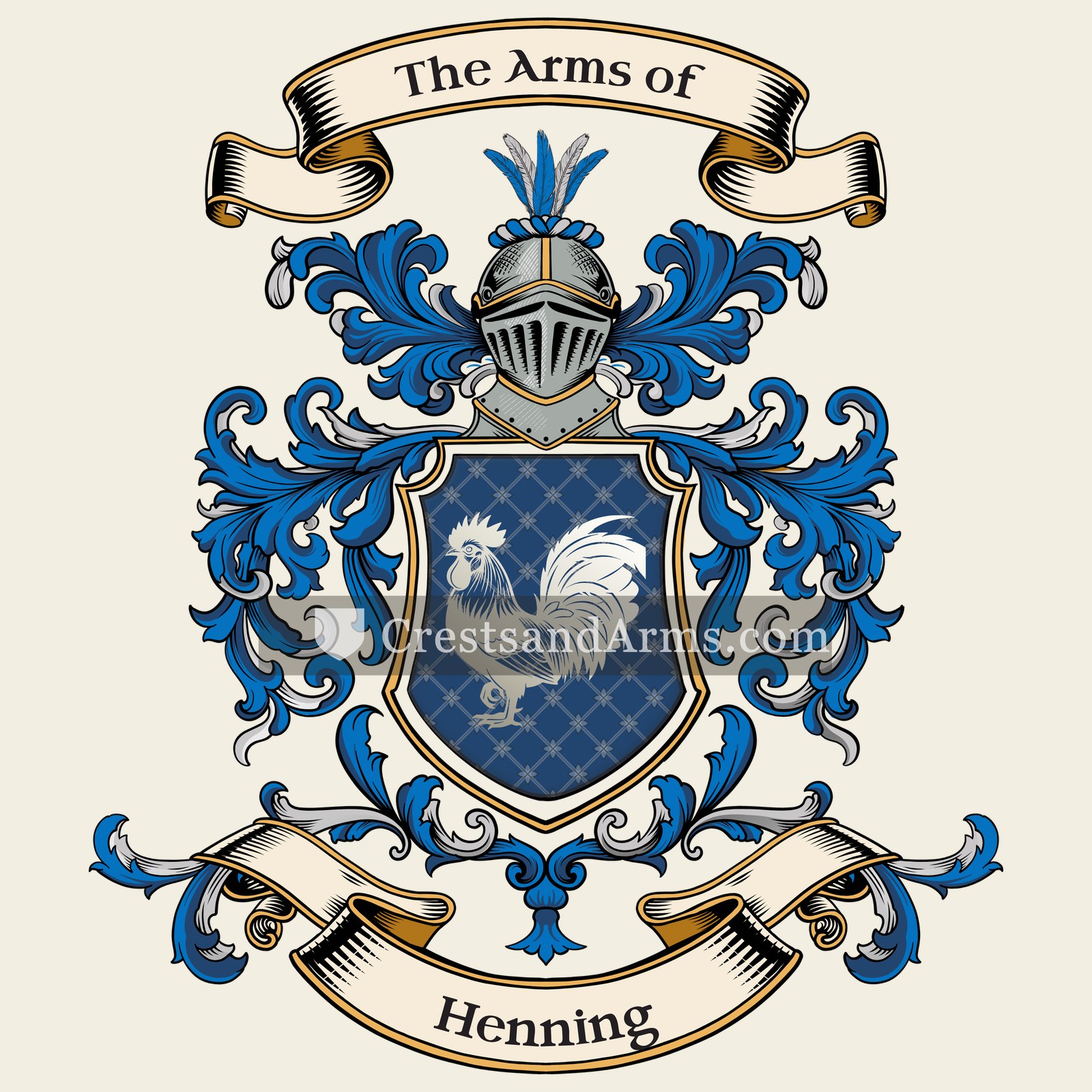 The Henning coat of arms, drawn from the recorded blazon