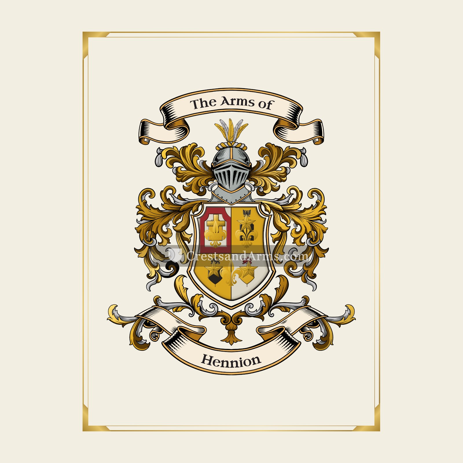 With gold border