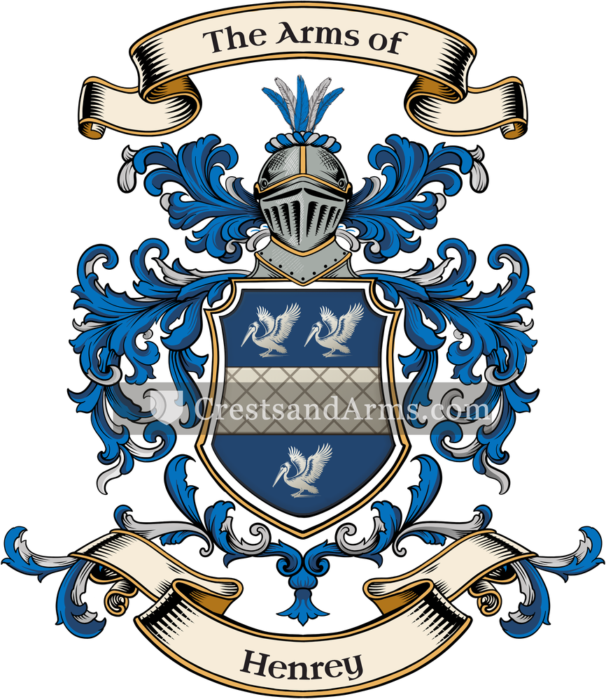 The Henrey coat of arms, drawn from the recorded blazon