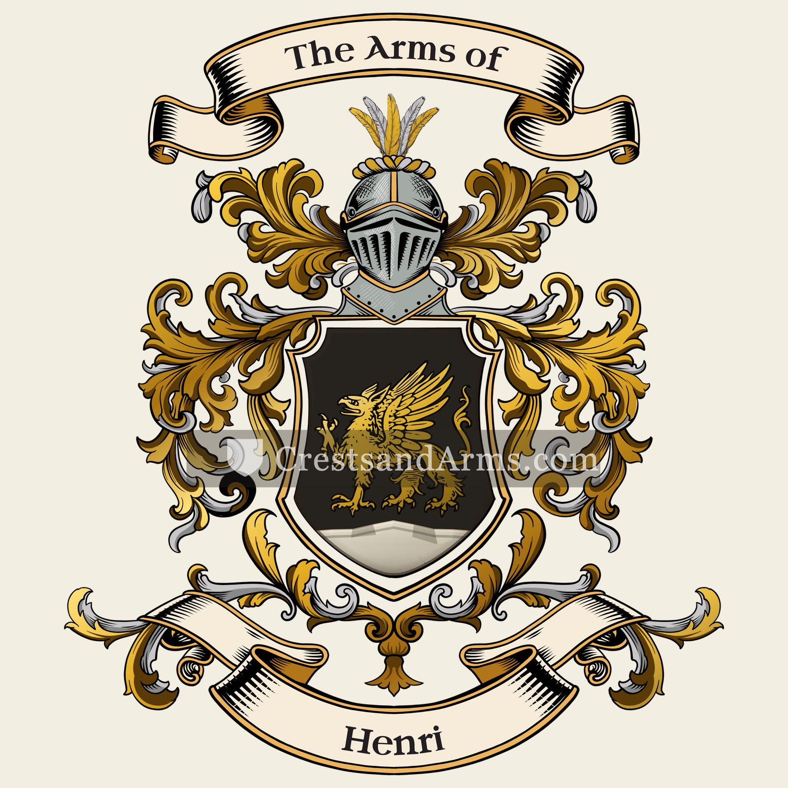 The Henri coat of arms, drawn from the recorded blazon