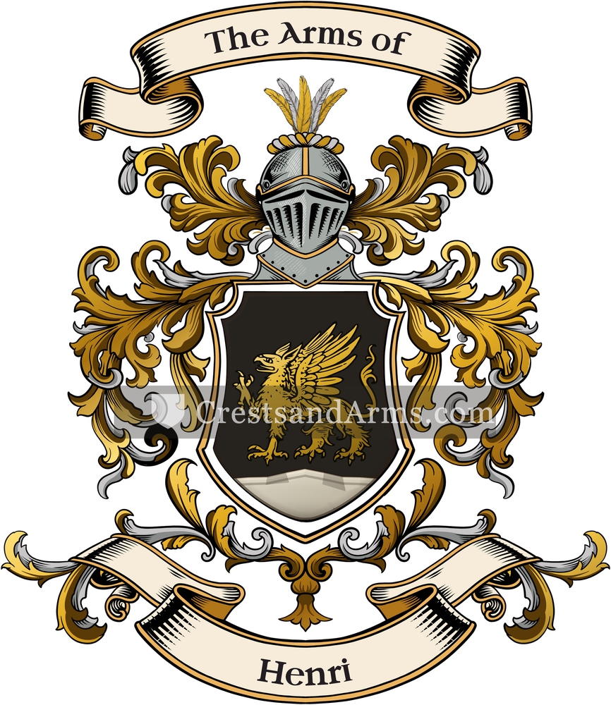The Henri coat of arms, drawn from the recorded blazon