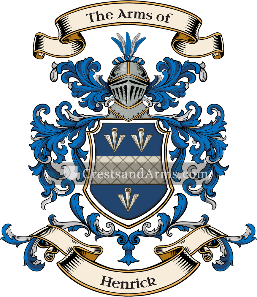 The Henrick coat of arms, drawn from the recorded blazon