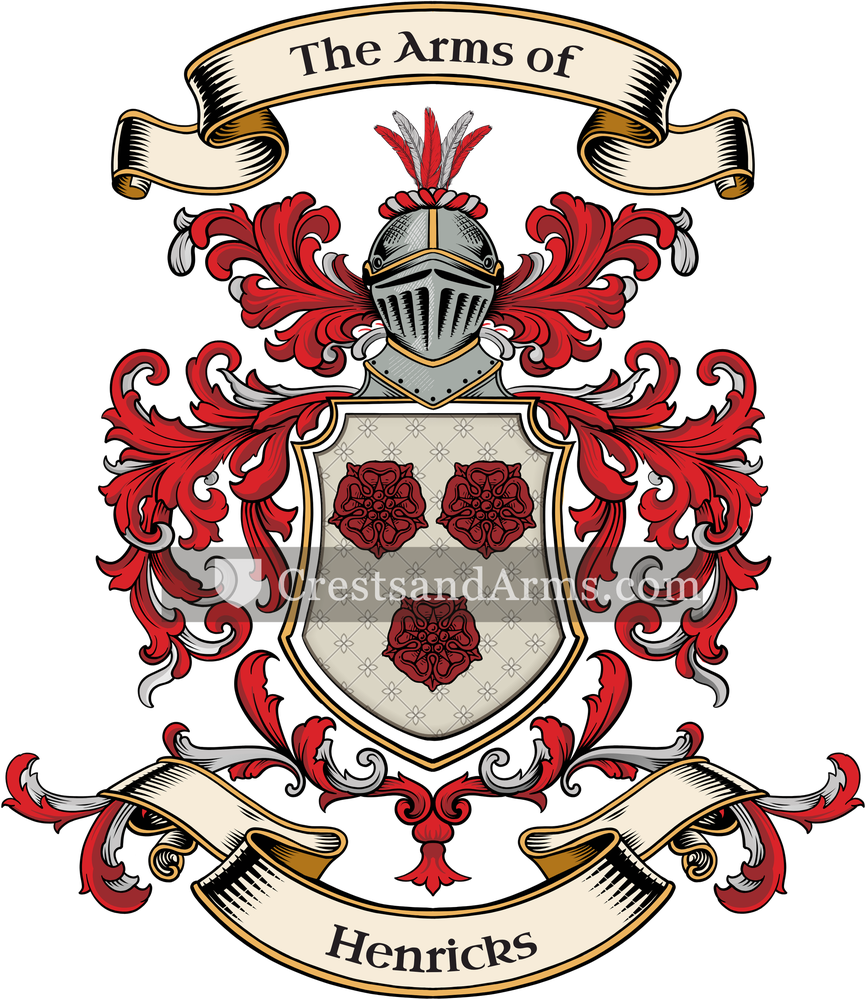 The Henricks coat of arms, drawn from the recorded blazon