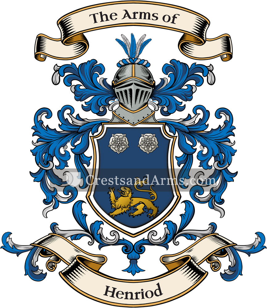 The Henriod coat of arms, drawn from the recorded blazon