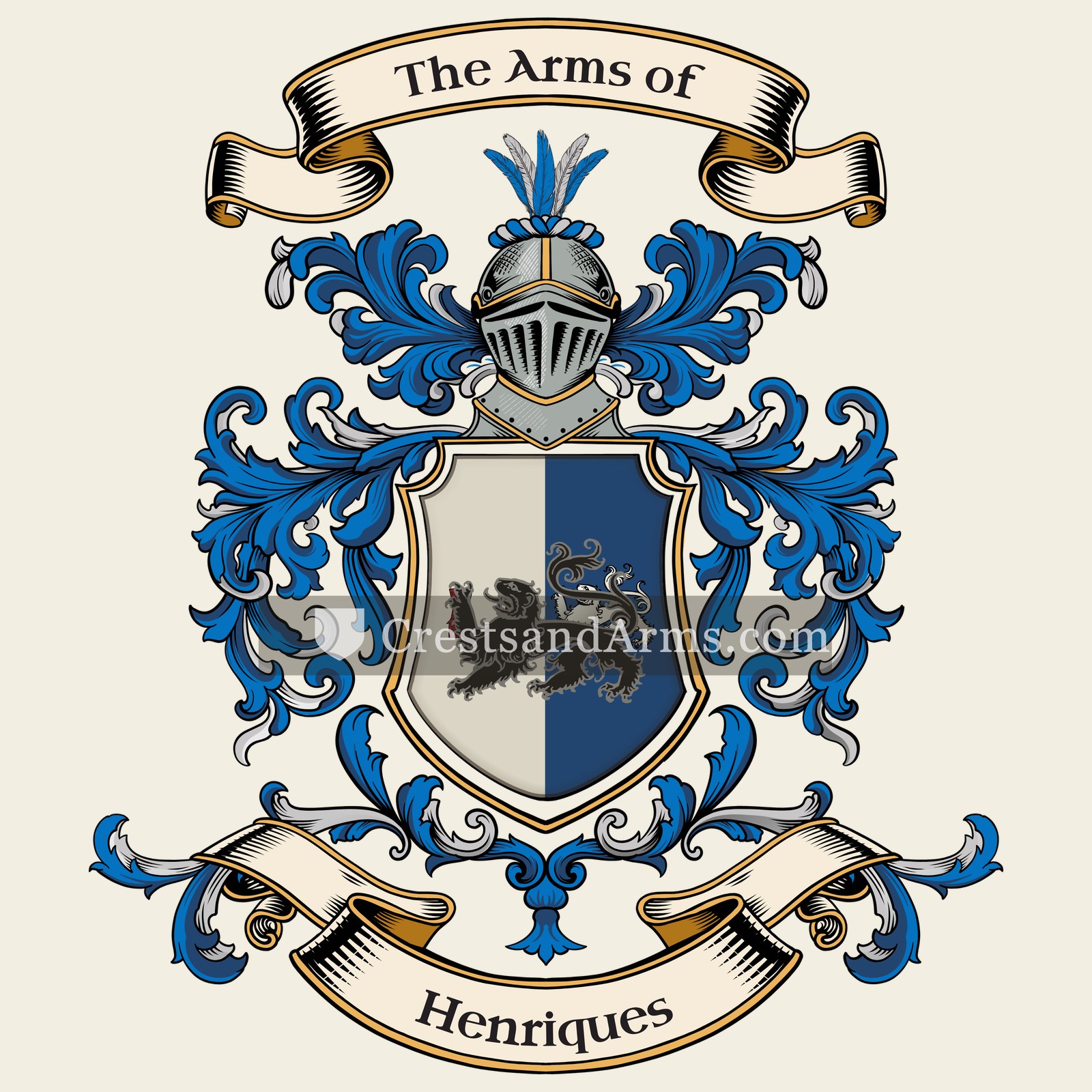 The Henriques coat of arms, drawn from the recorded blazon
