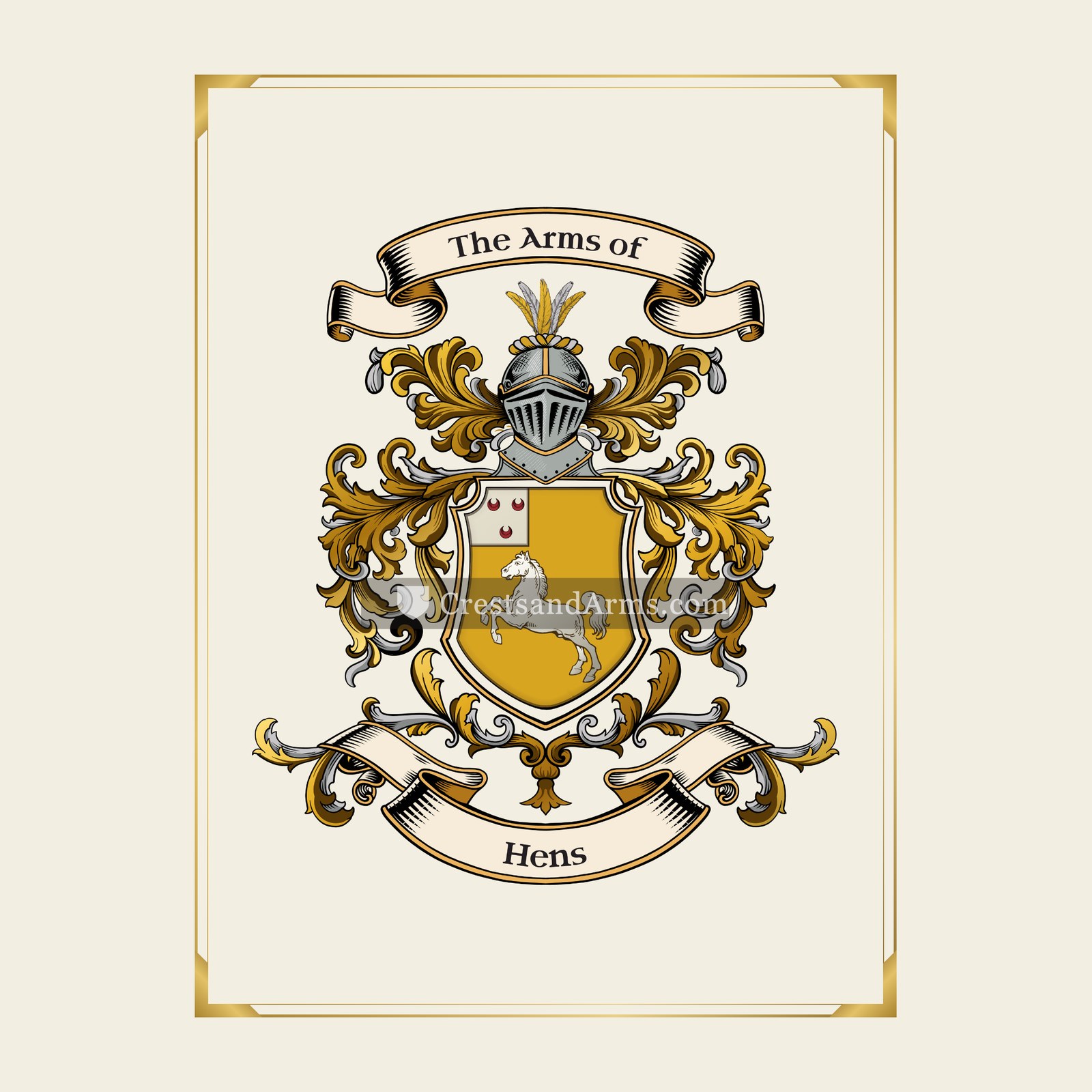 With gold border