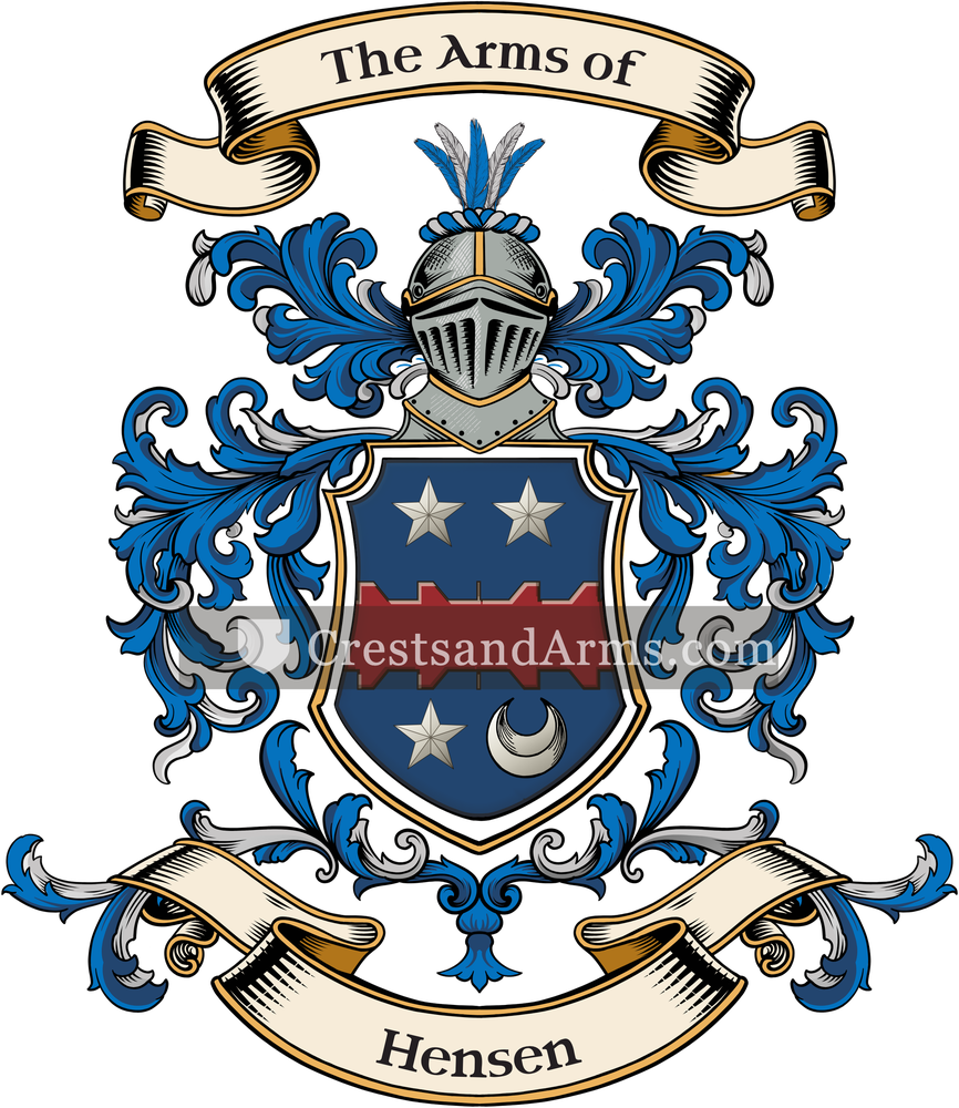 The Hensen coat of arms, drawn from the recorded blazon