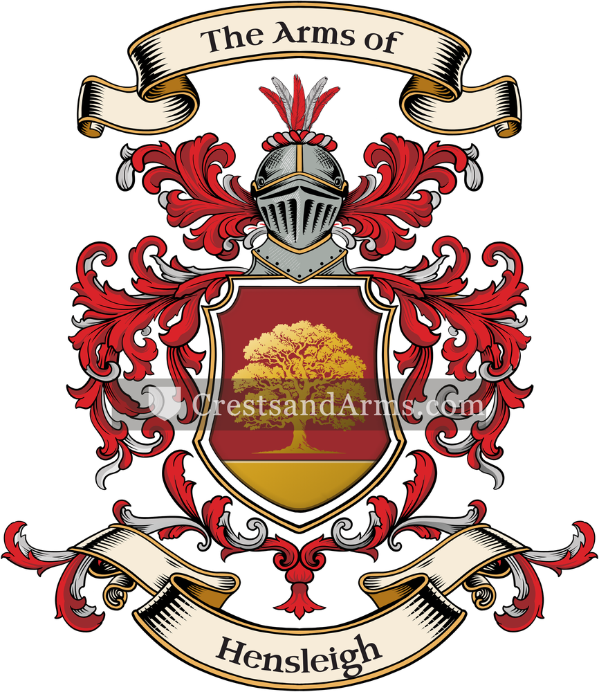 The Hensleigh coat of arms, drawn from the recorded blazon