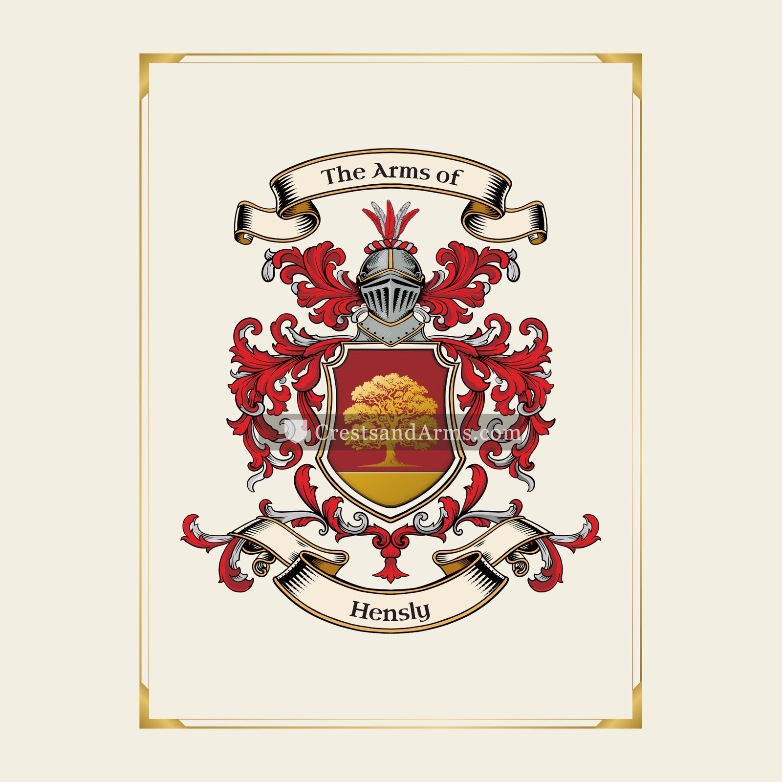 With gold border