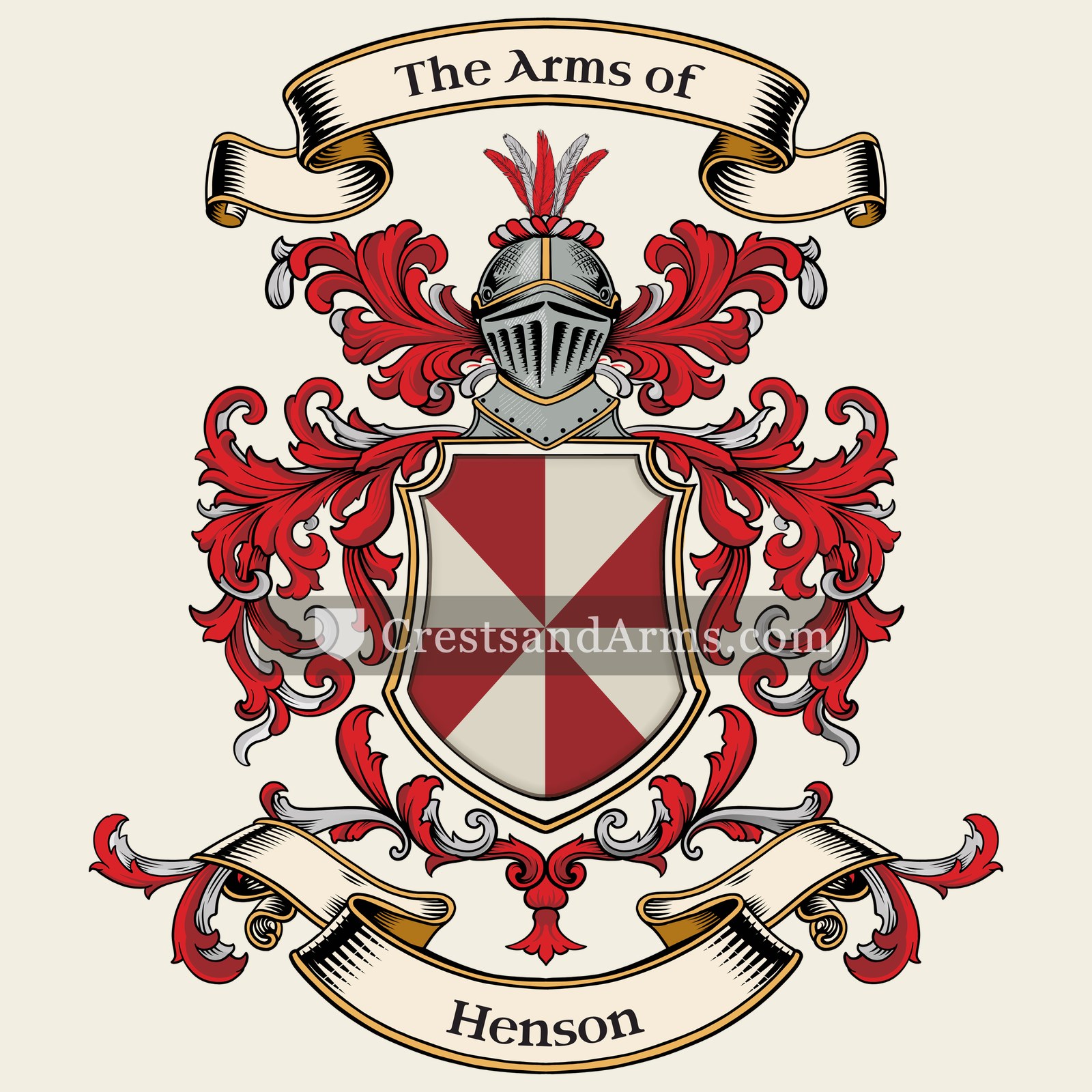 The Henson coat of arms, drawn from the recorded blazon