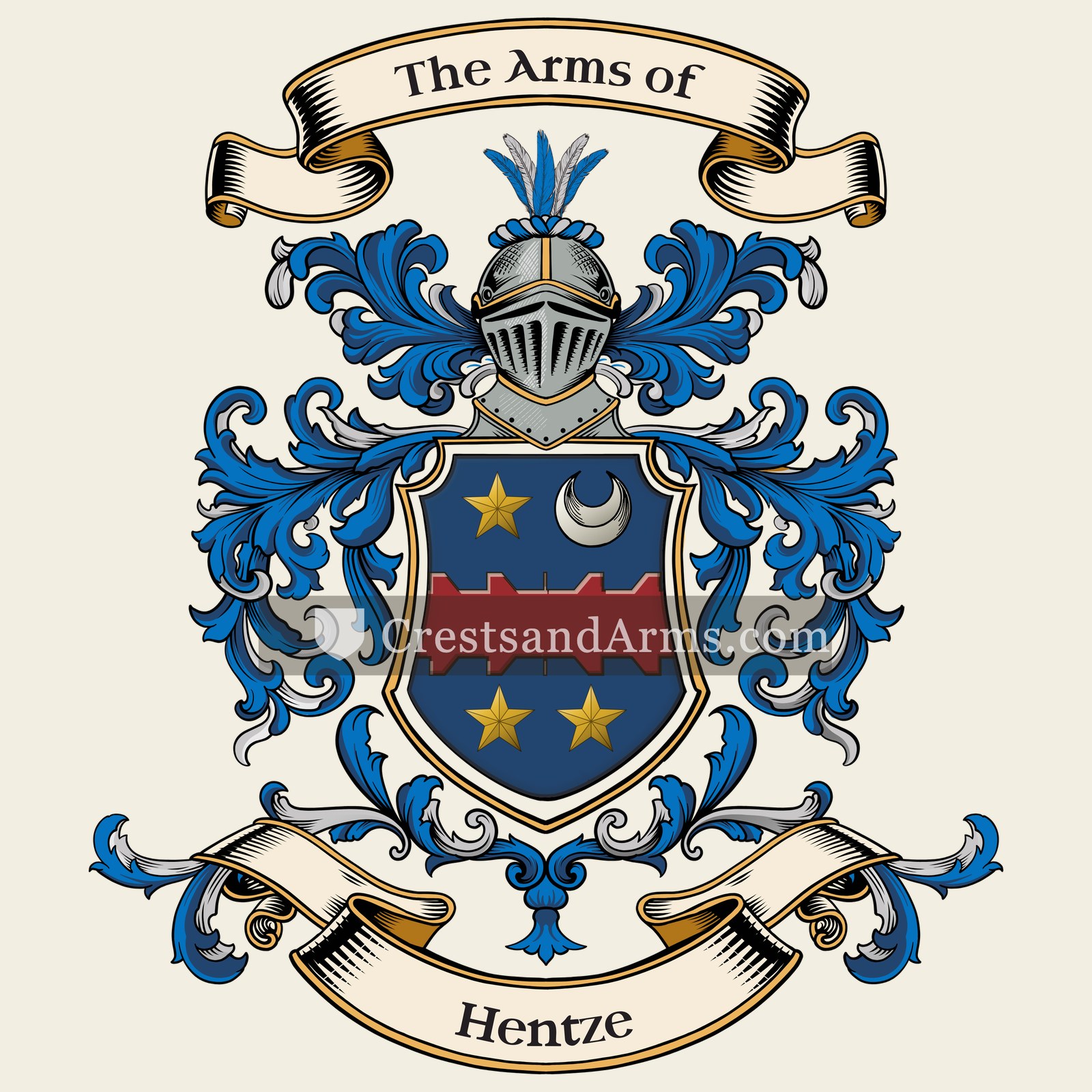 The Hentze coat of arms, drawn from the recorded blazon