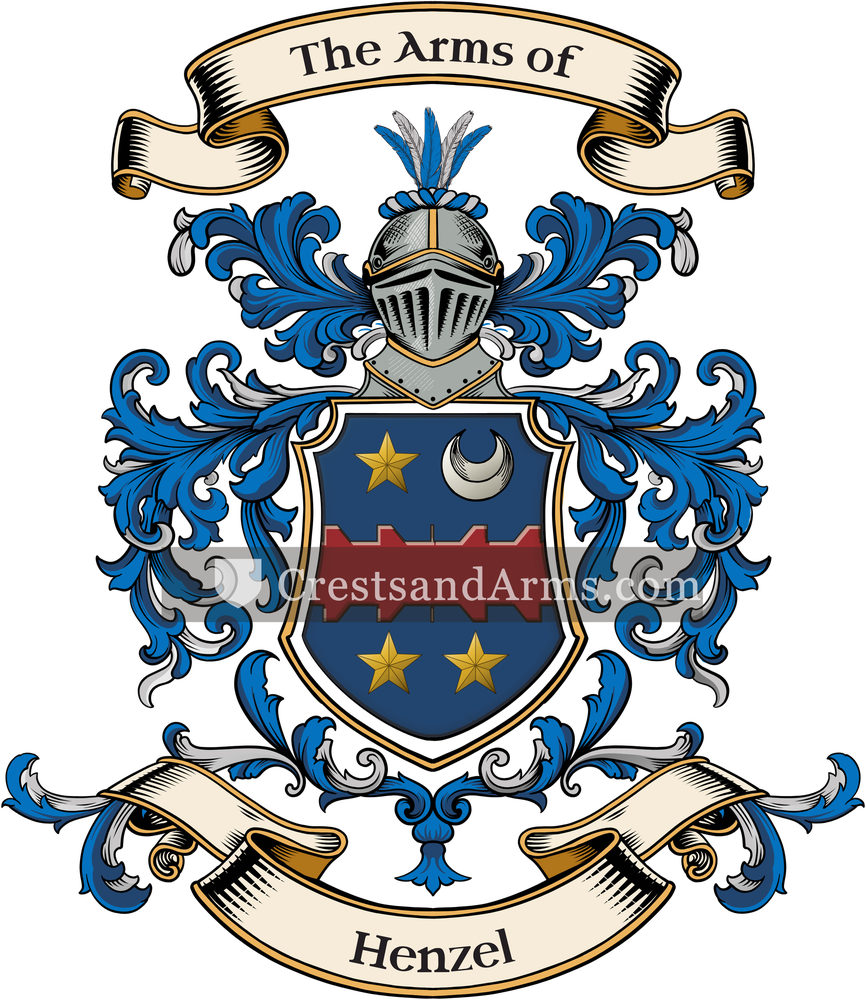 The Henzel coat of arms, drawn from the recorded blazon