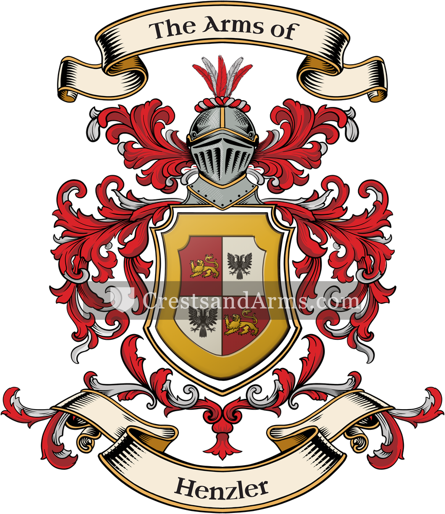 The Henzler coat of arms, drawn from the recorded blazon