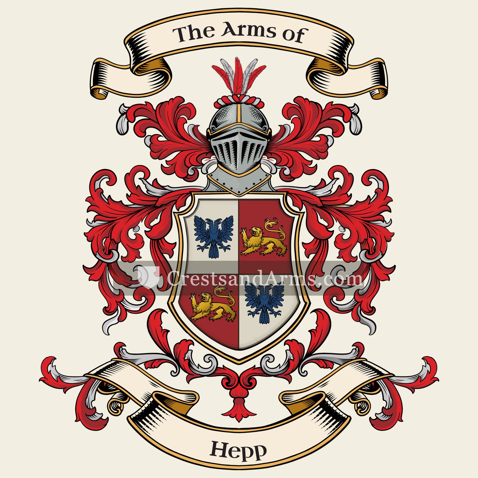 The Hepp coat of arms, drawn from the recorded blazon