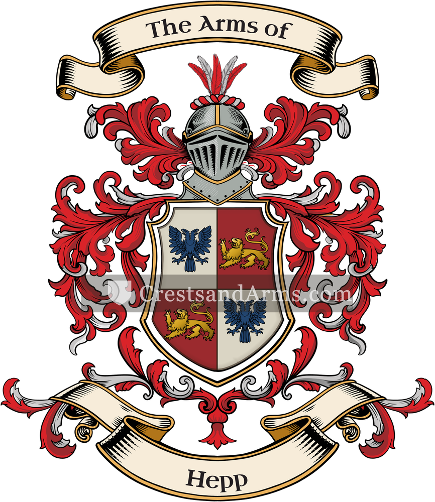 The Hepp coat of arms, drawn from the recorded blazon