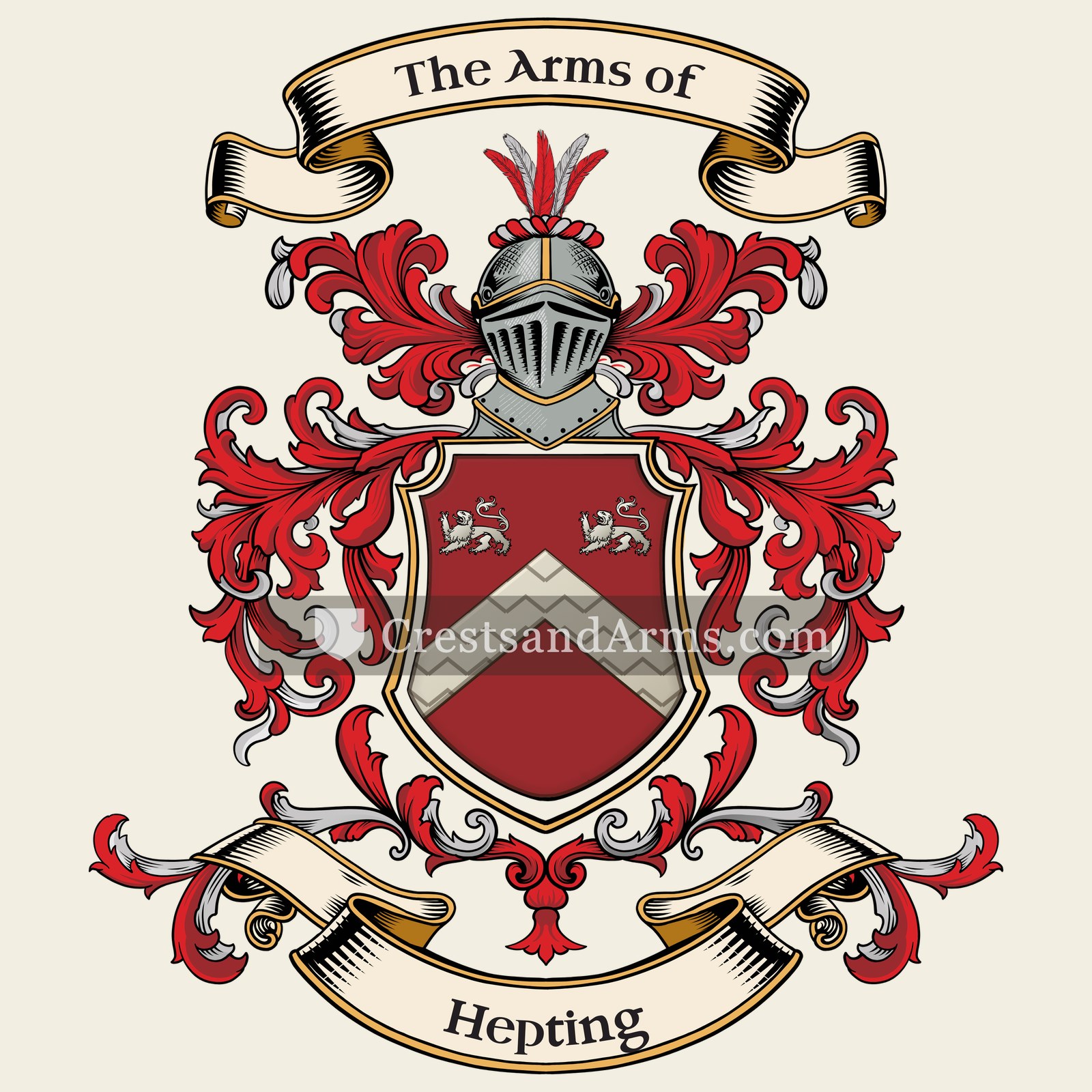The Hepting coat of arms, drawn from the recorded blazon