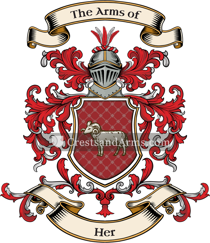 The Her coat of arms, drawn from the recorded blazon