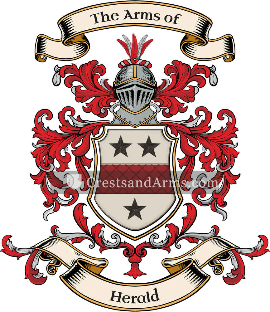 The Herald coat of arms, drawn from the recorded blazon