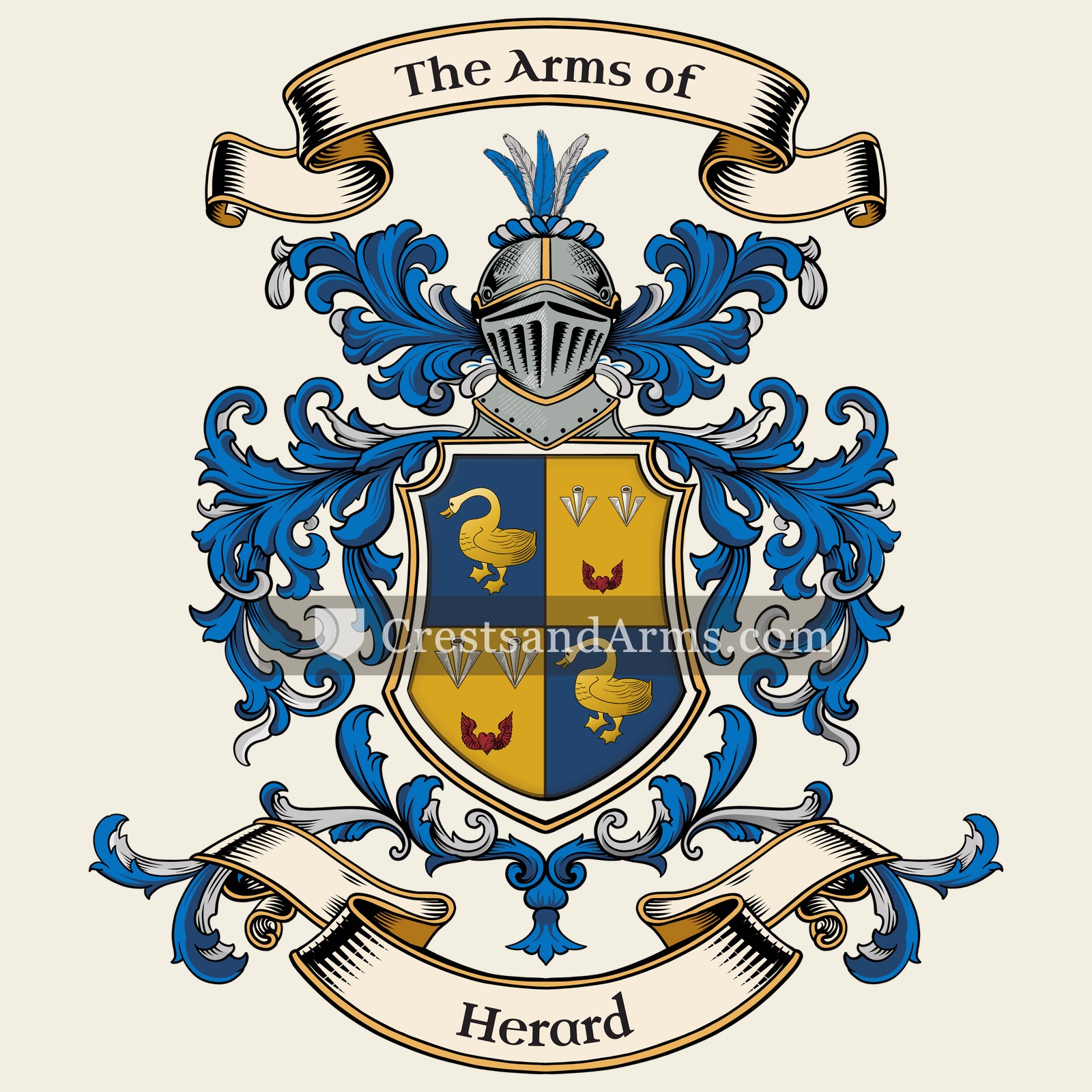 The Herard coat of arms, drawn from the recorded blazon