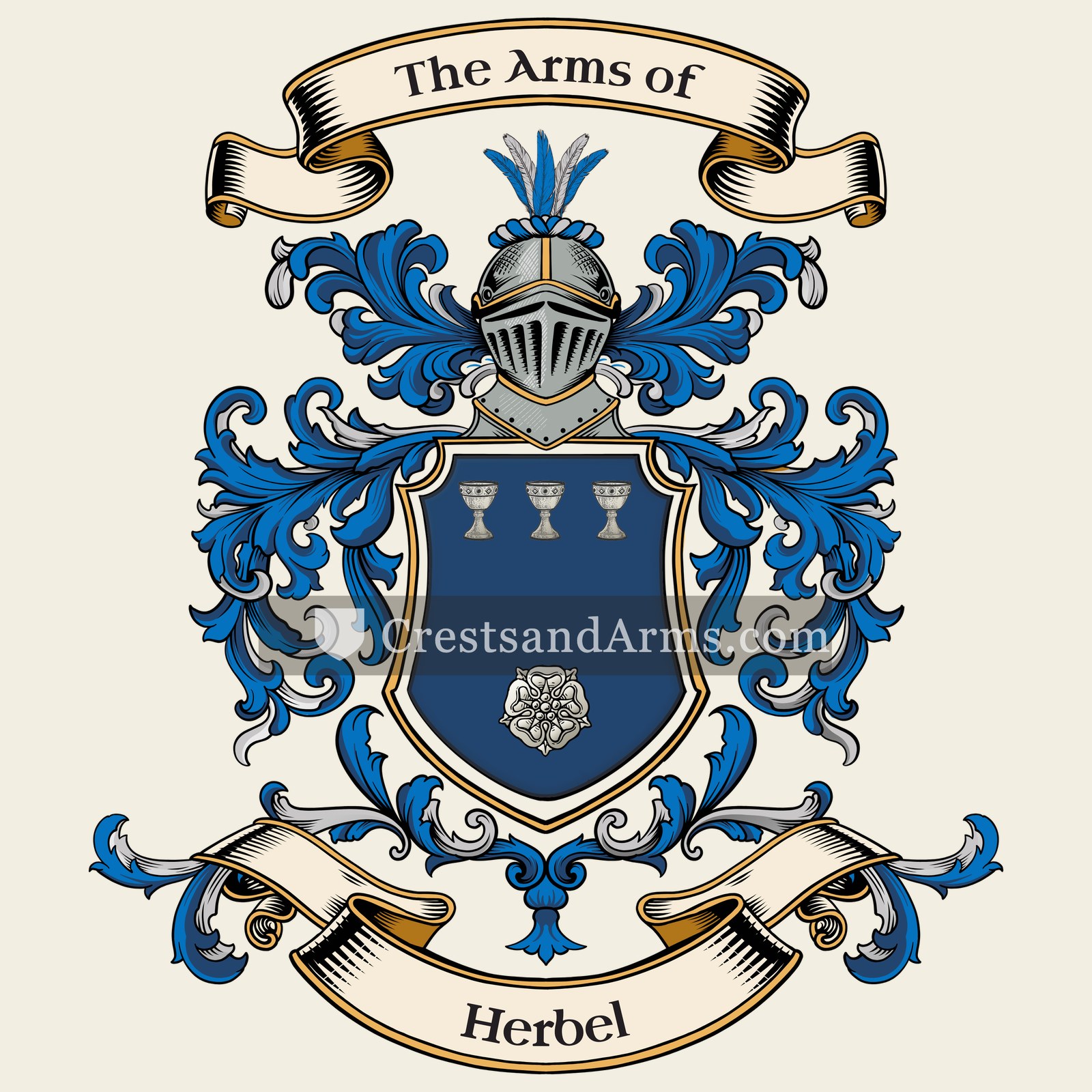 The Herbel coat of arms, drawn from the recorded blazon