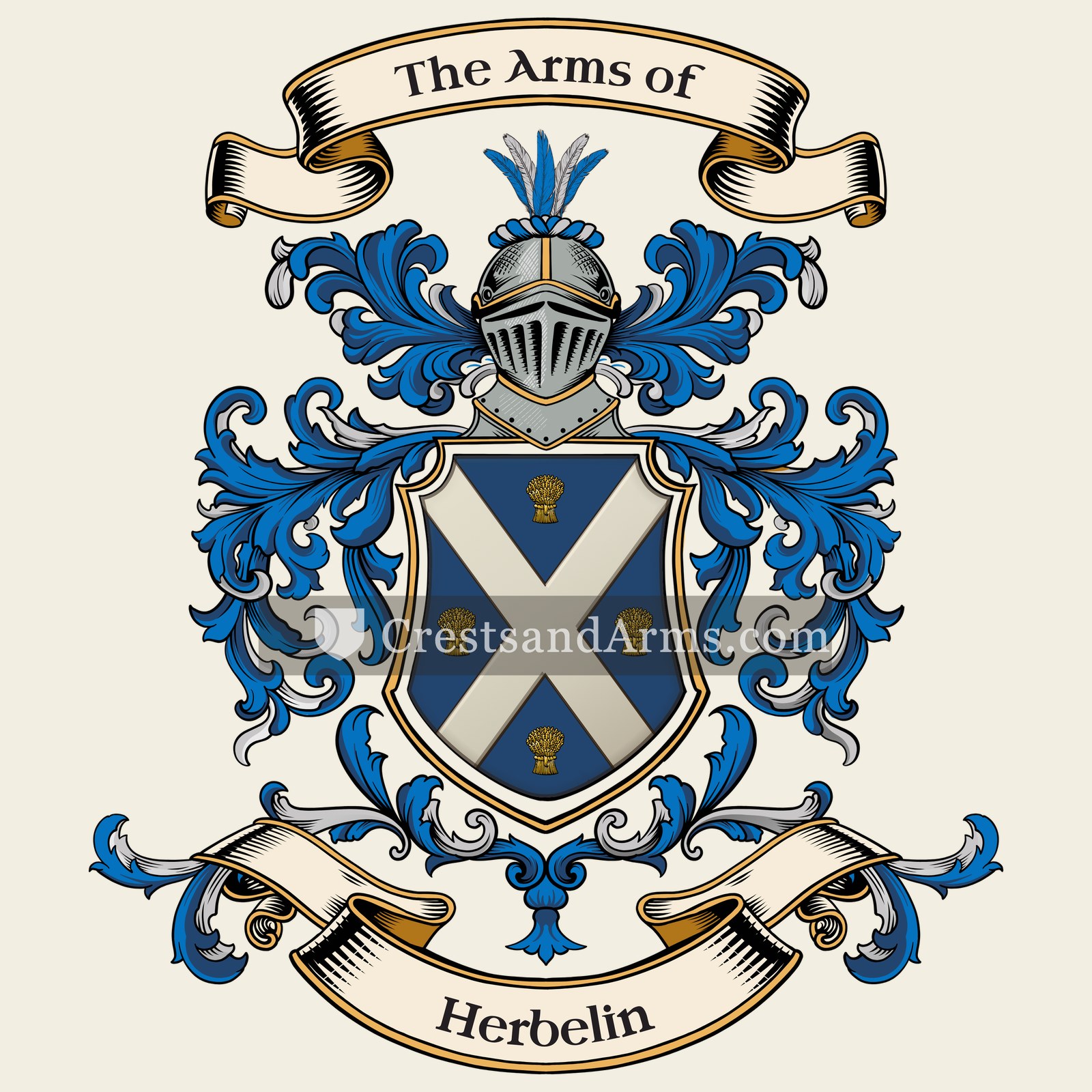 The Herbelin coat of arms, drawn from the recorded blazon