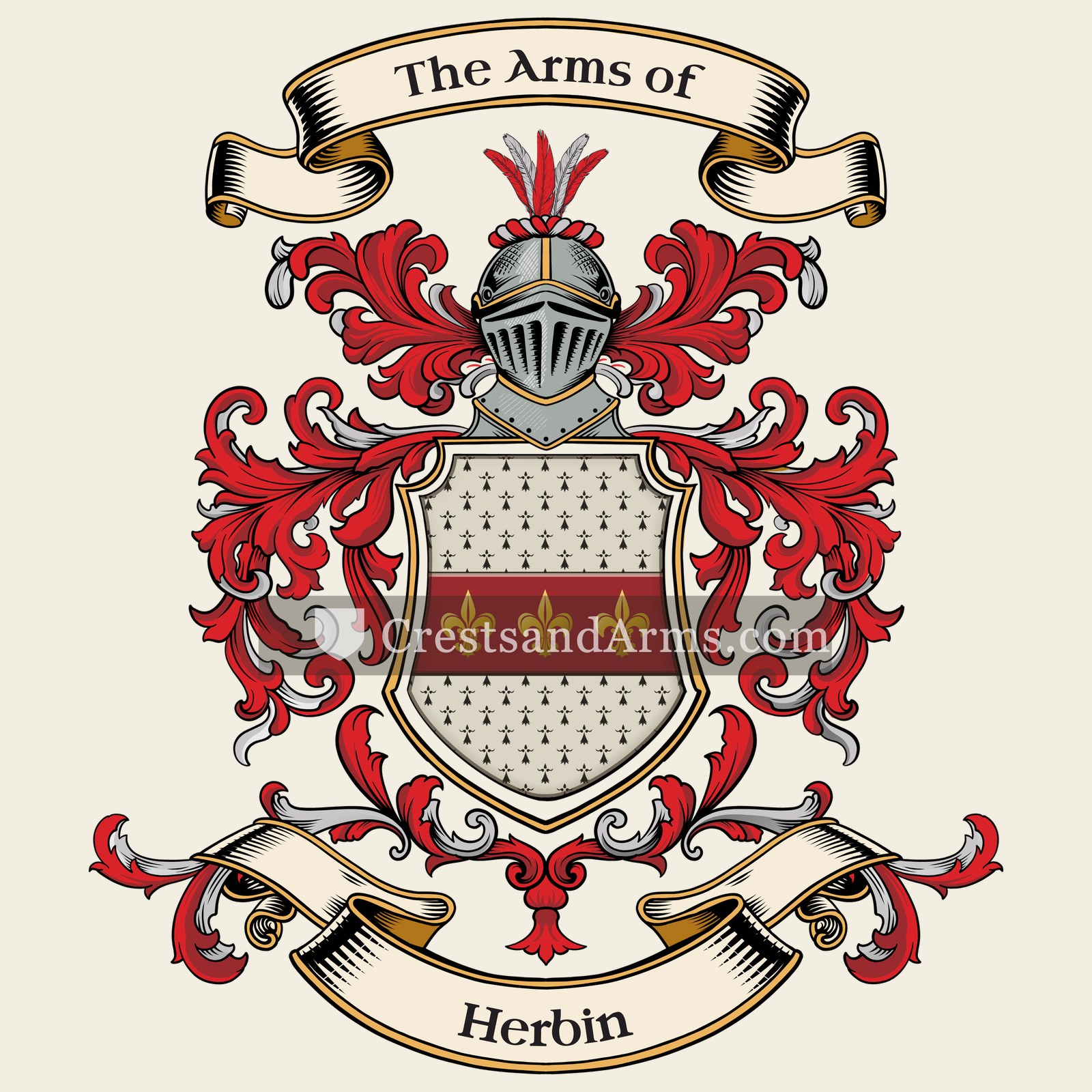 The Herbin coat of arms, drawn from the recorded blazon