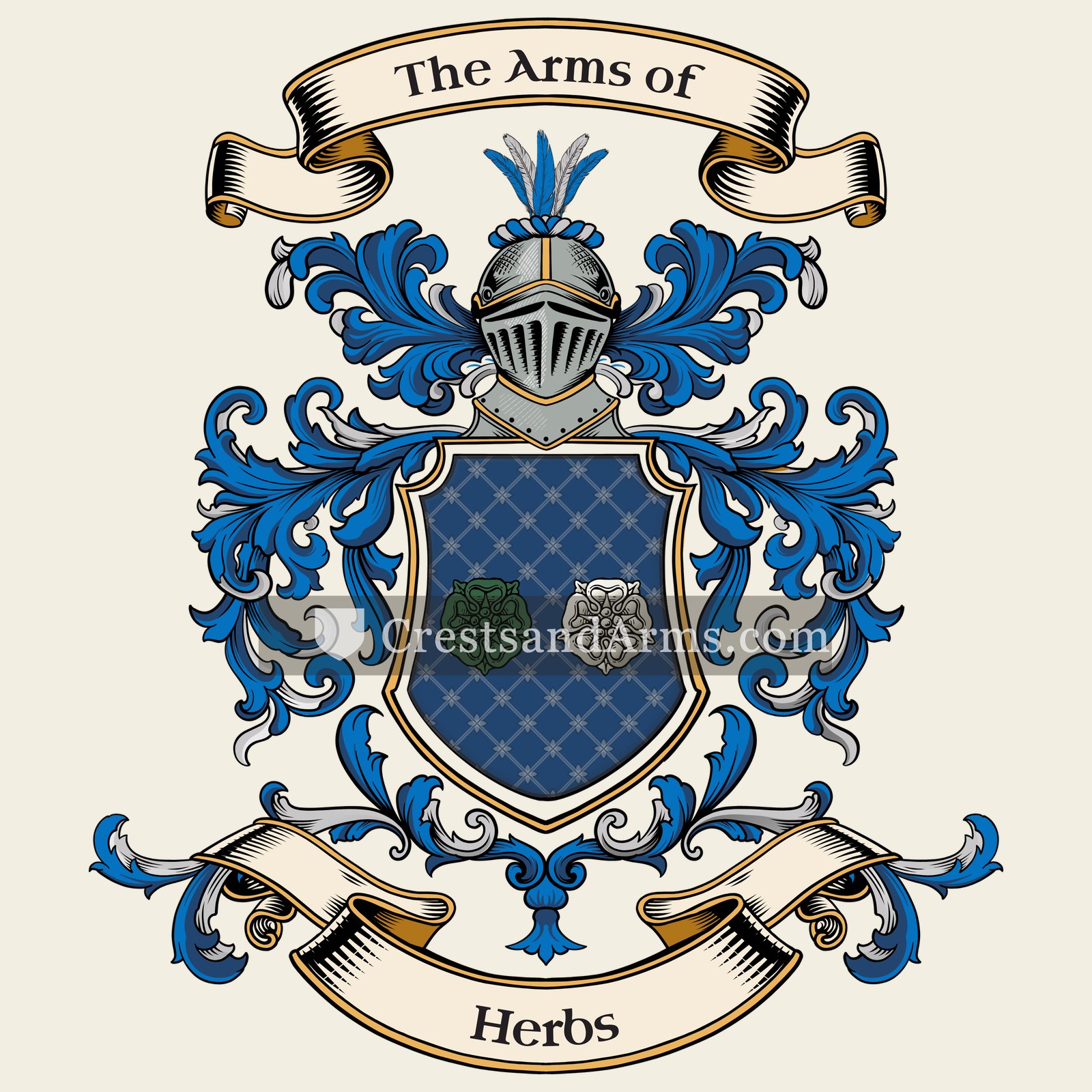 The Herbs coat of arms, drawn from the recorded blazon