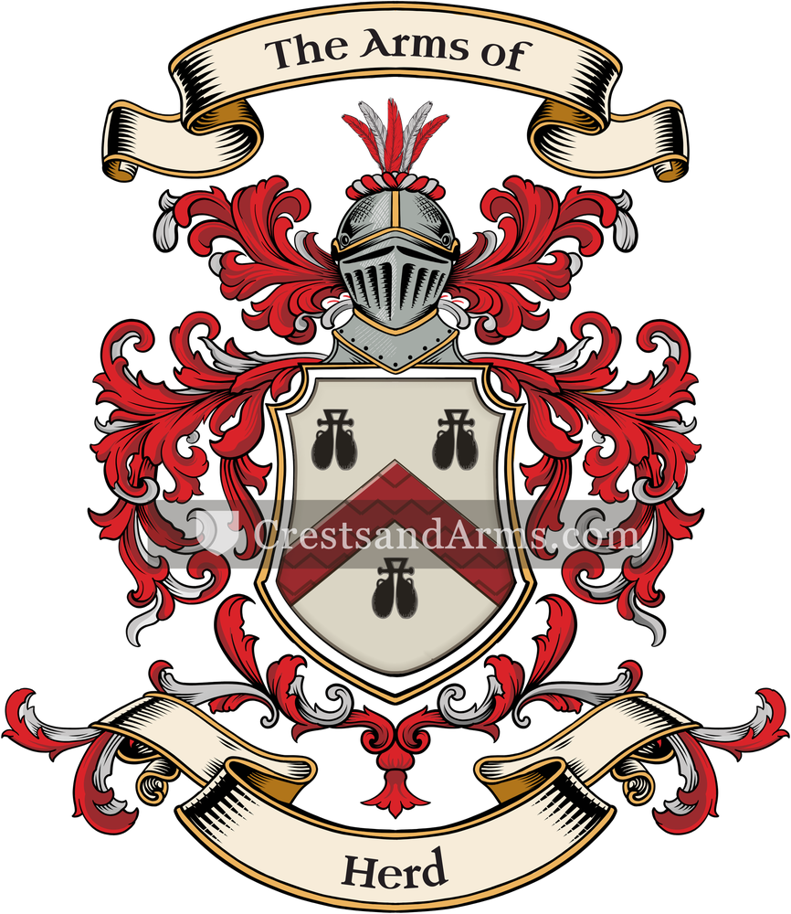 The Herd coat of arms, drawn from the recorded blazon