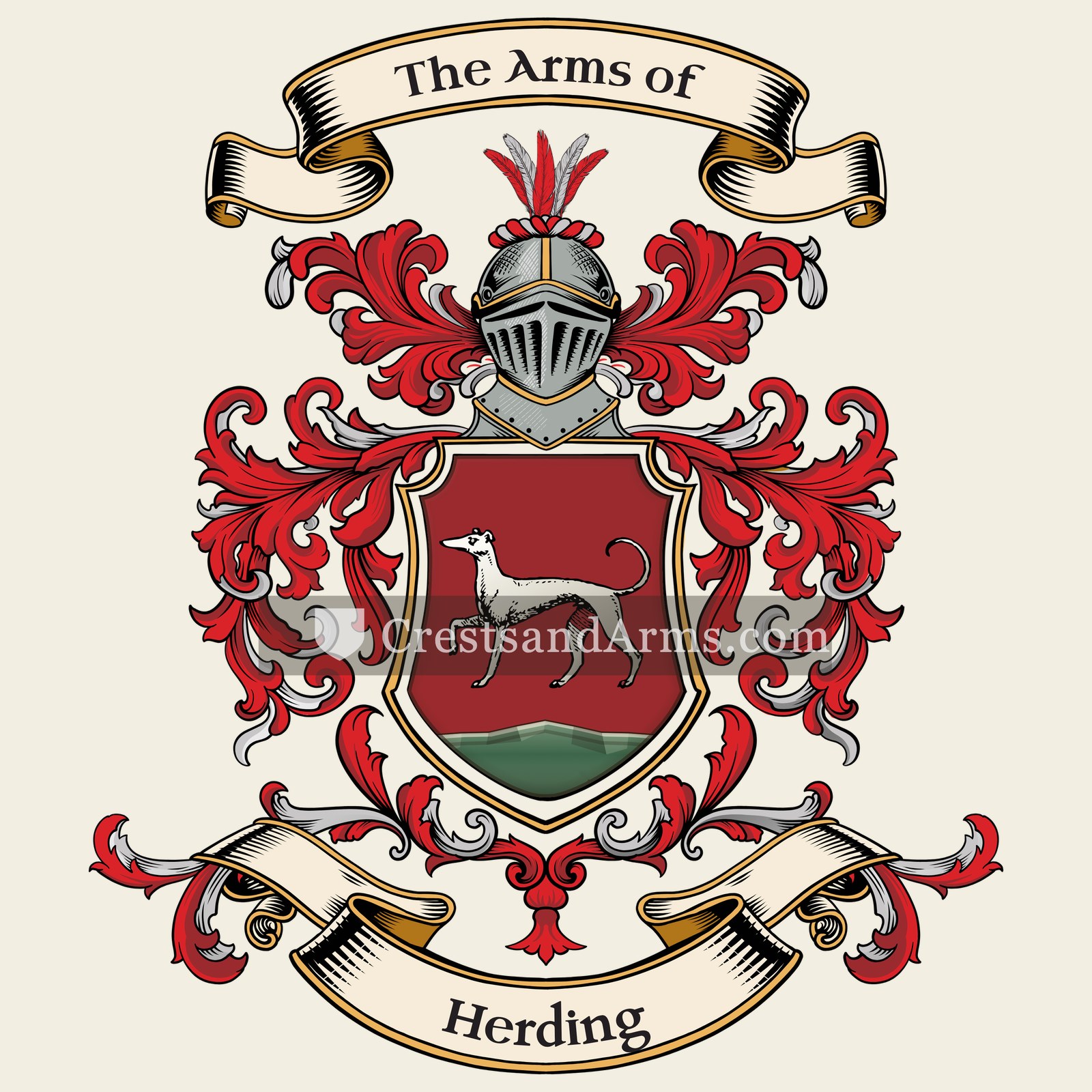 The Herding coat of arms, drawn from the recorded blazon