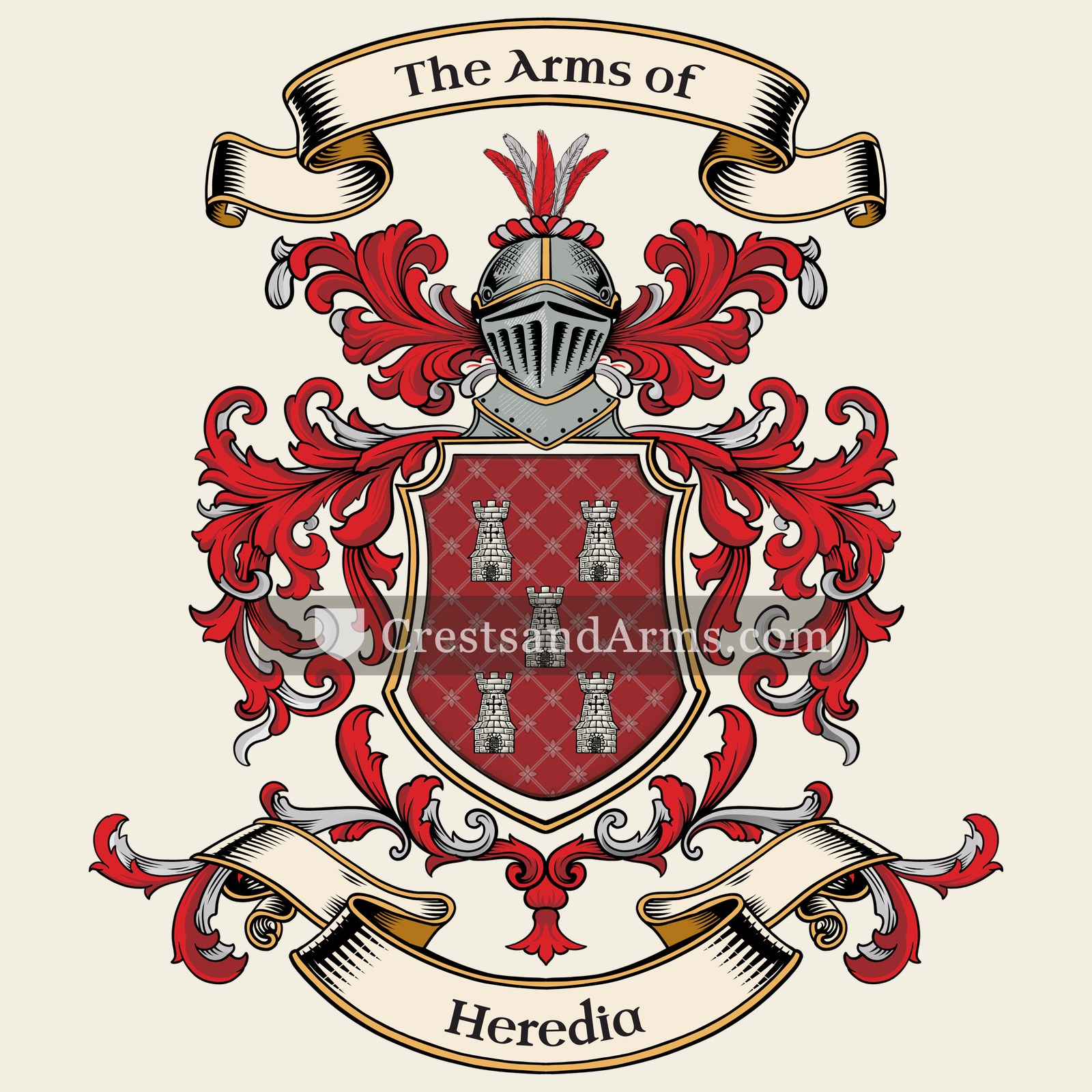 The Heredia coat of arms, drawn from the recorded blazon