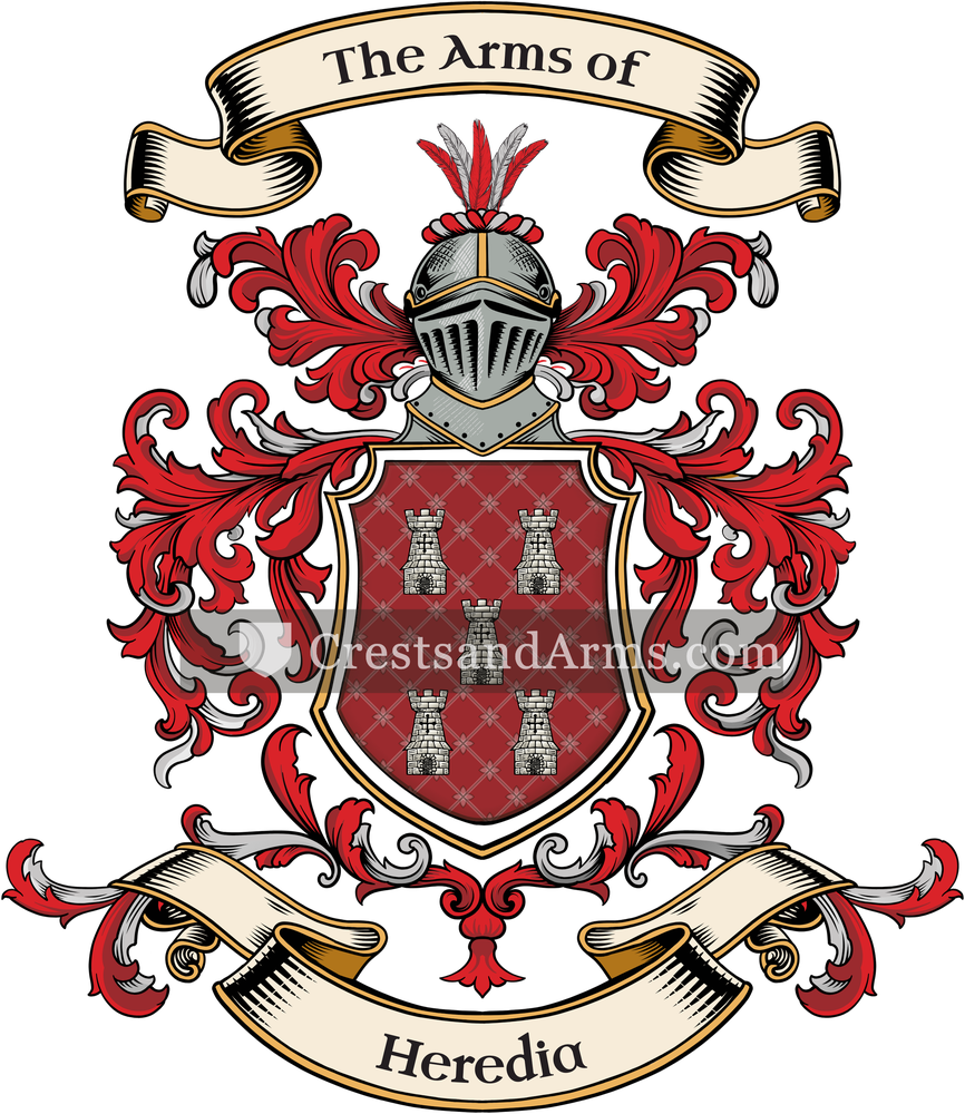 The Heredia coat of arms, drawn from the recorded blazon