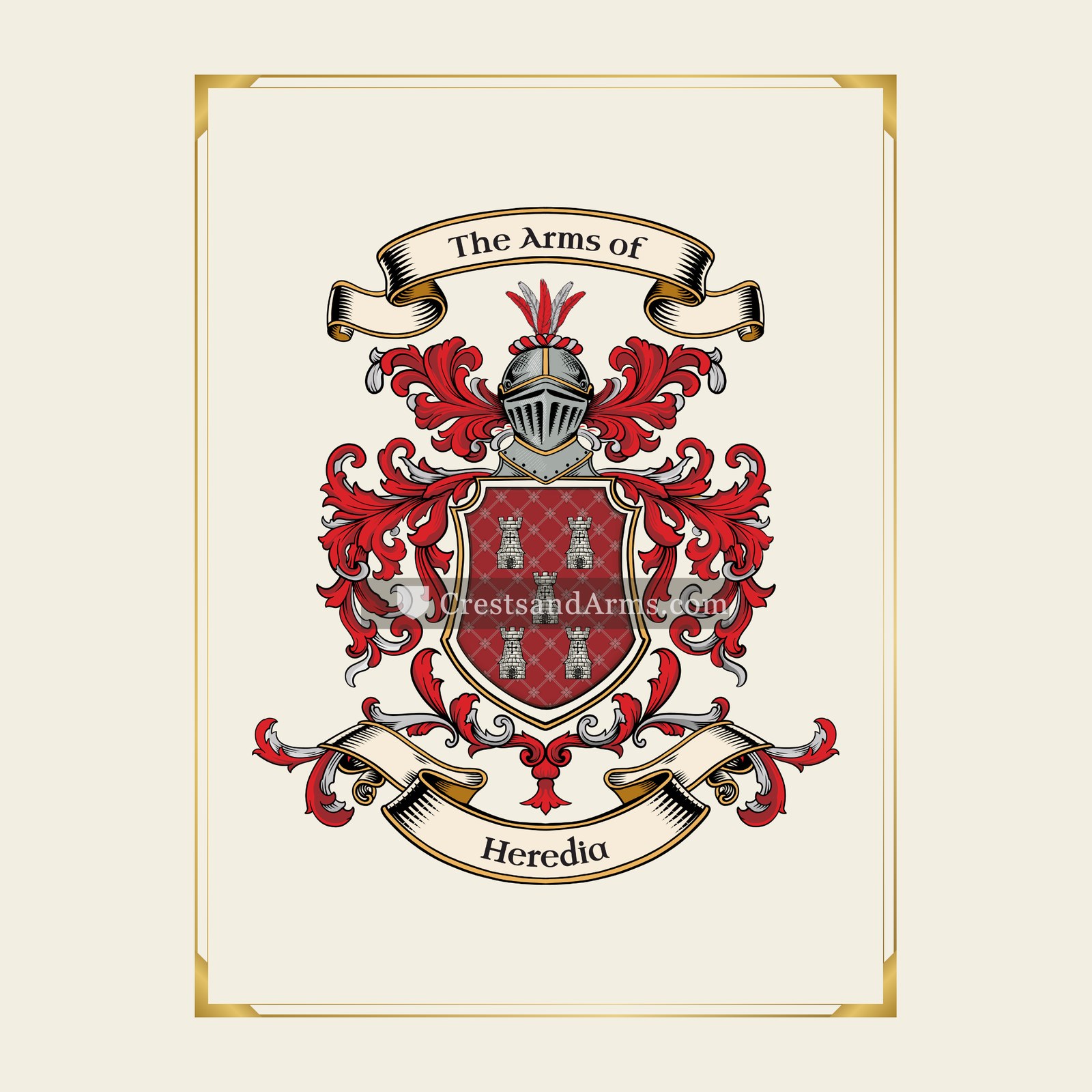 With gold border