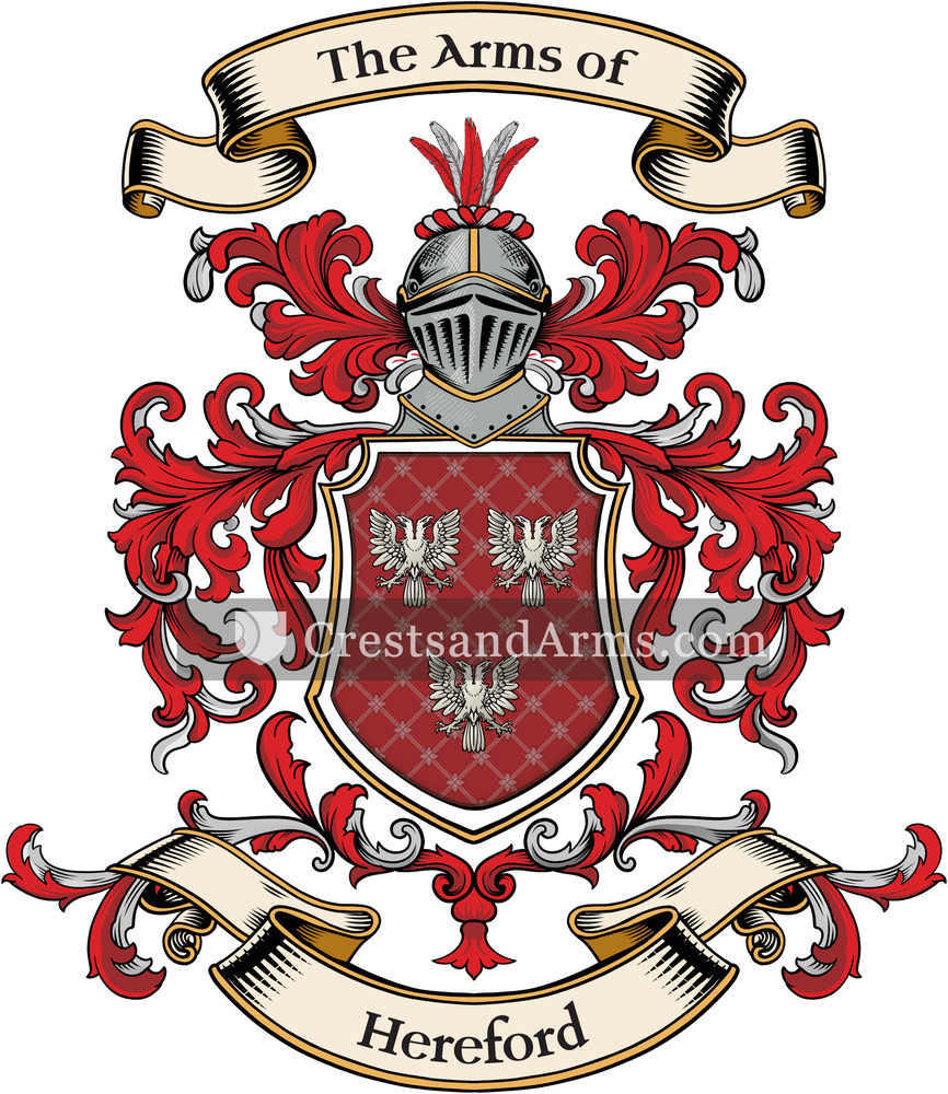The Hereford coat of arms, drawn from the recorded blazon