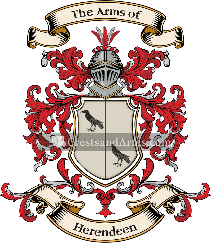 The Herendeen coat of arms, drawn from the recorded blazon